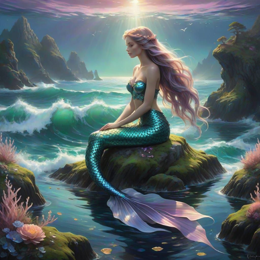 Ethereal Mermaid in Twilight Splendor