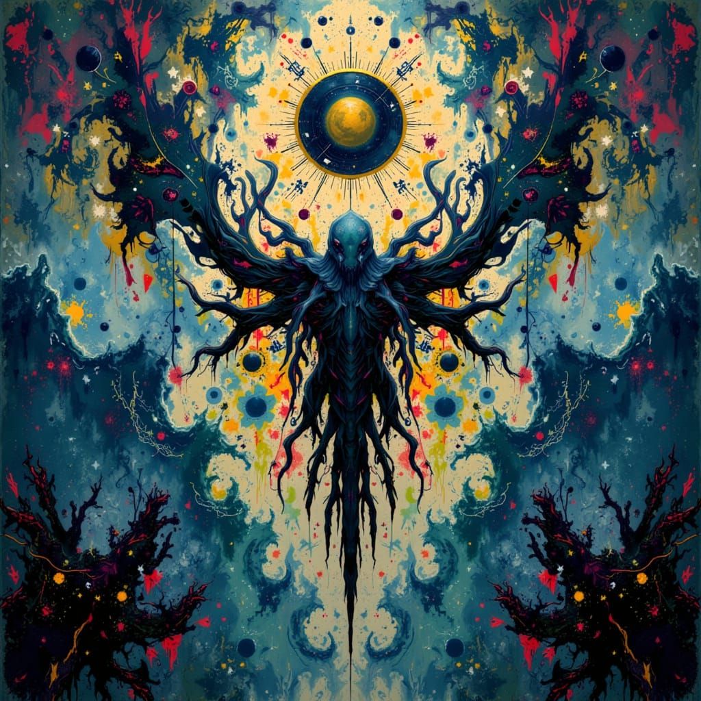 Cosmic Cthulhu Guiding Star Alcohol Ink Painting