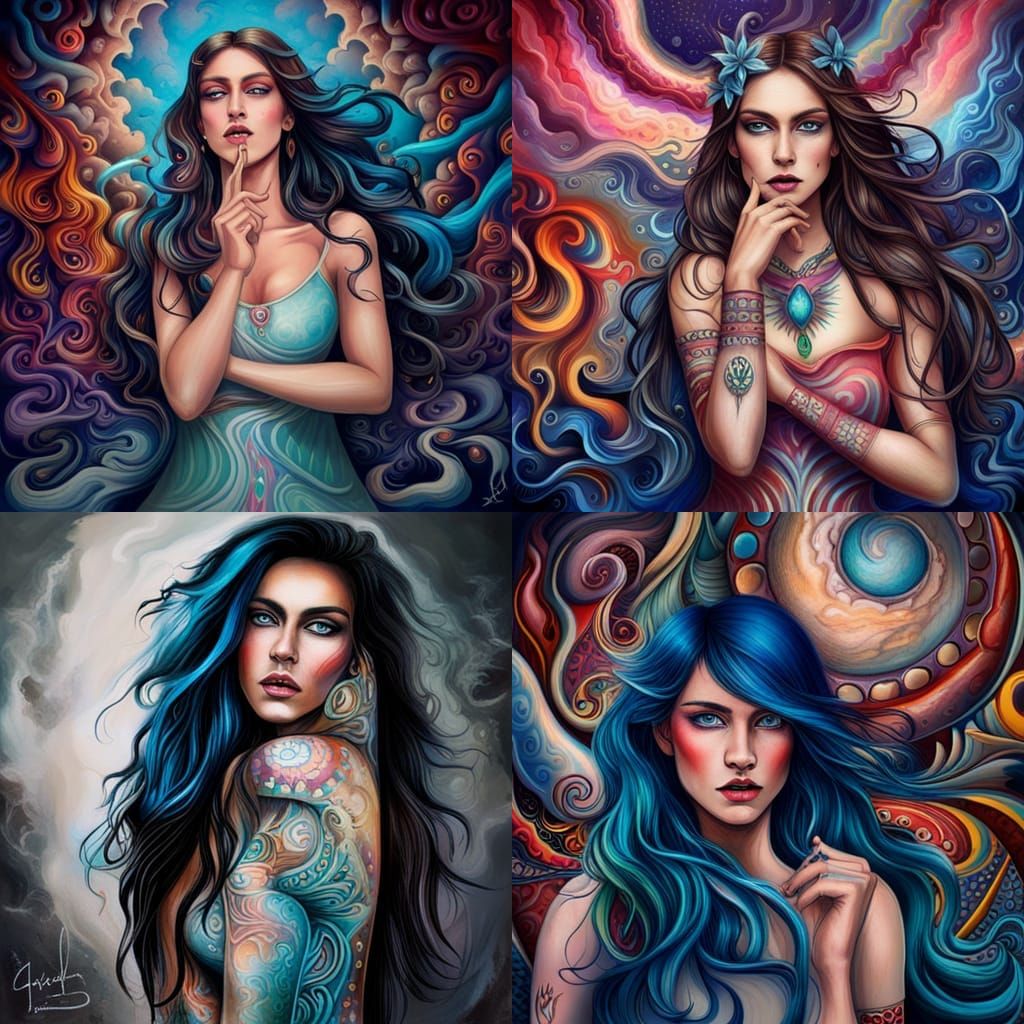 Aquarian Queen in Colorful Graffiti Art Style