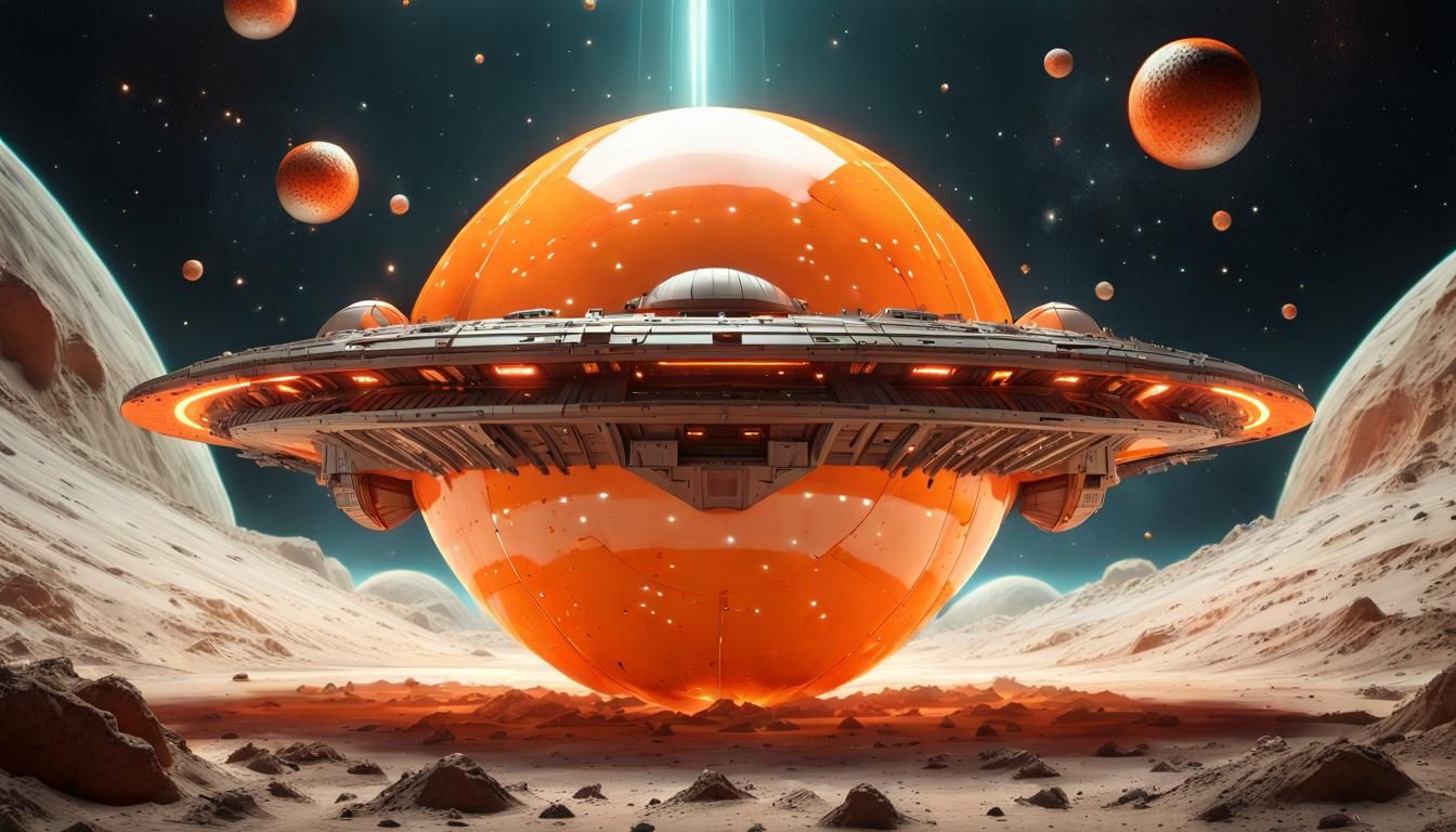 Retro Sci-Fi Starship Speeds Through Deep Space