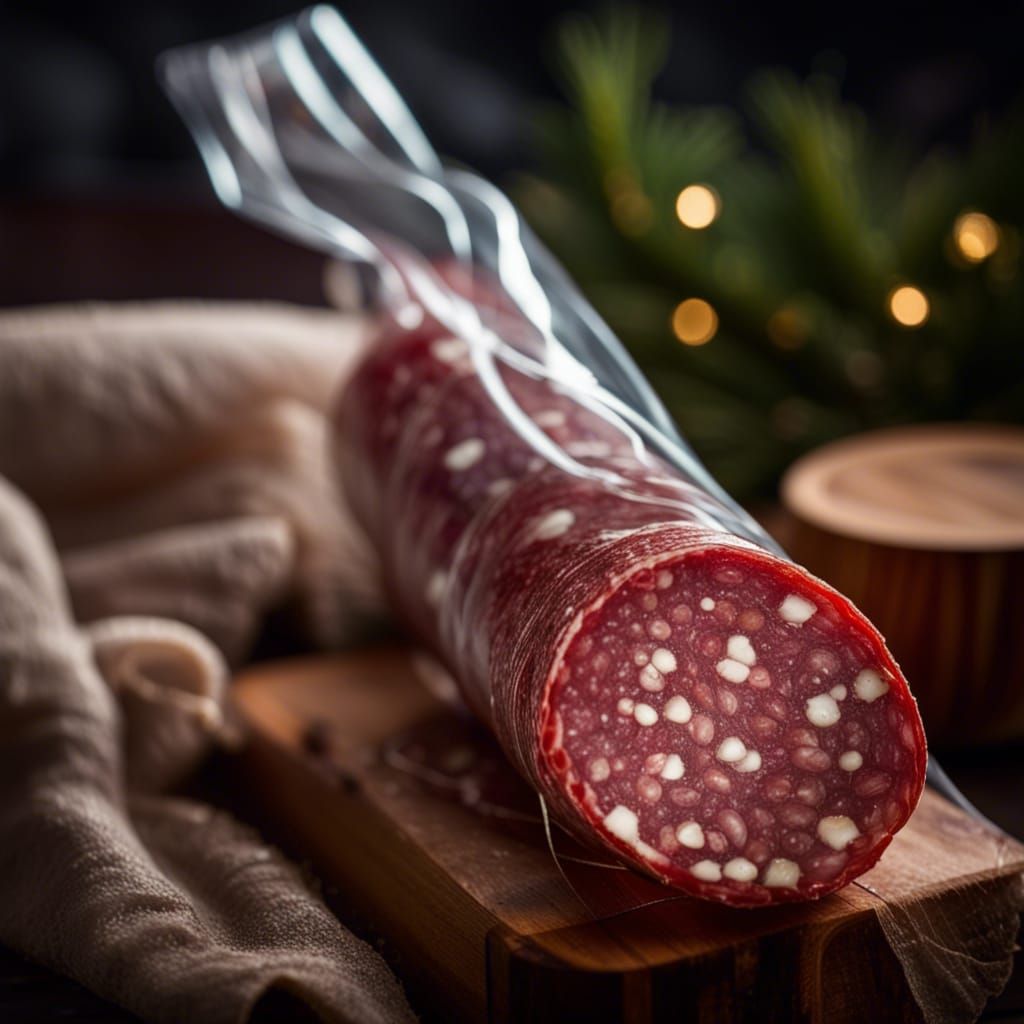Perfectly Preserved Aged Salami in Vacuum Seal