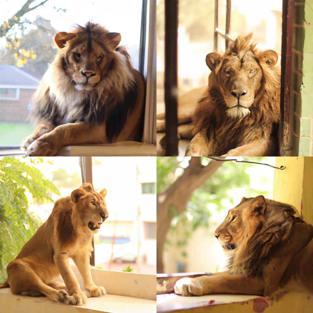 Lion on Windowsill: Professional Photography
