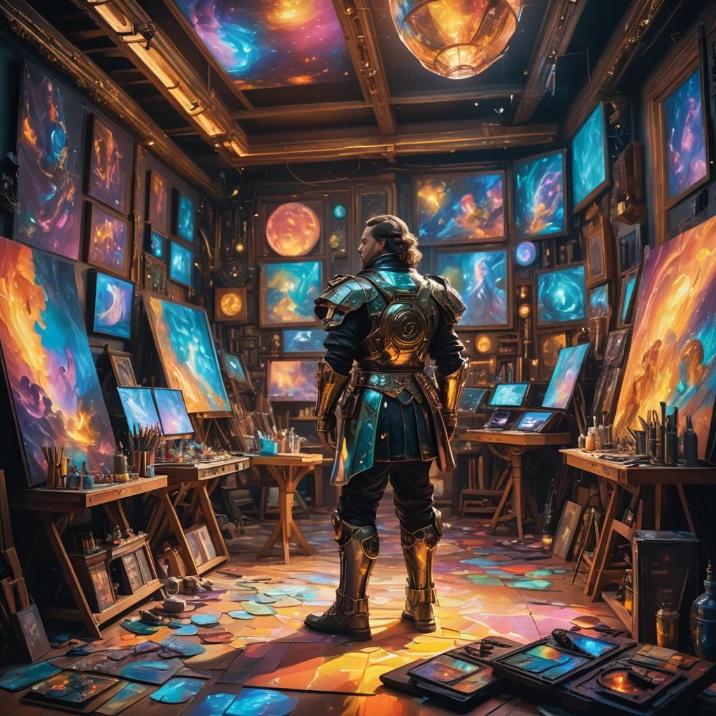 Baroque Sci-Fi Painter's Studio in Renaissance Style