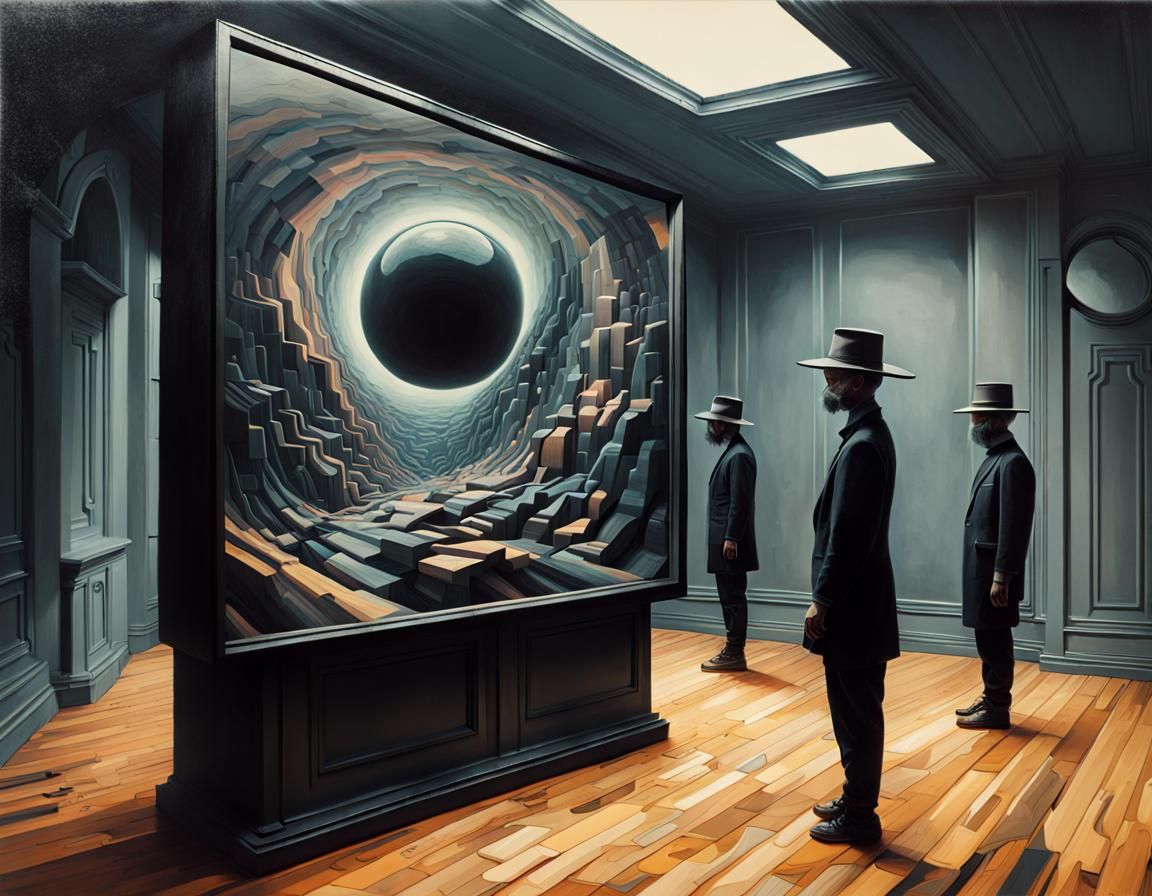 Glitching Surreal Dream in Black Glass and Stone