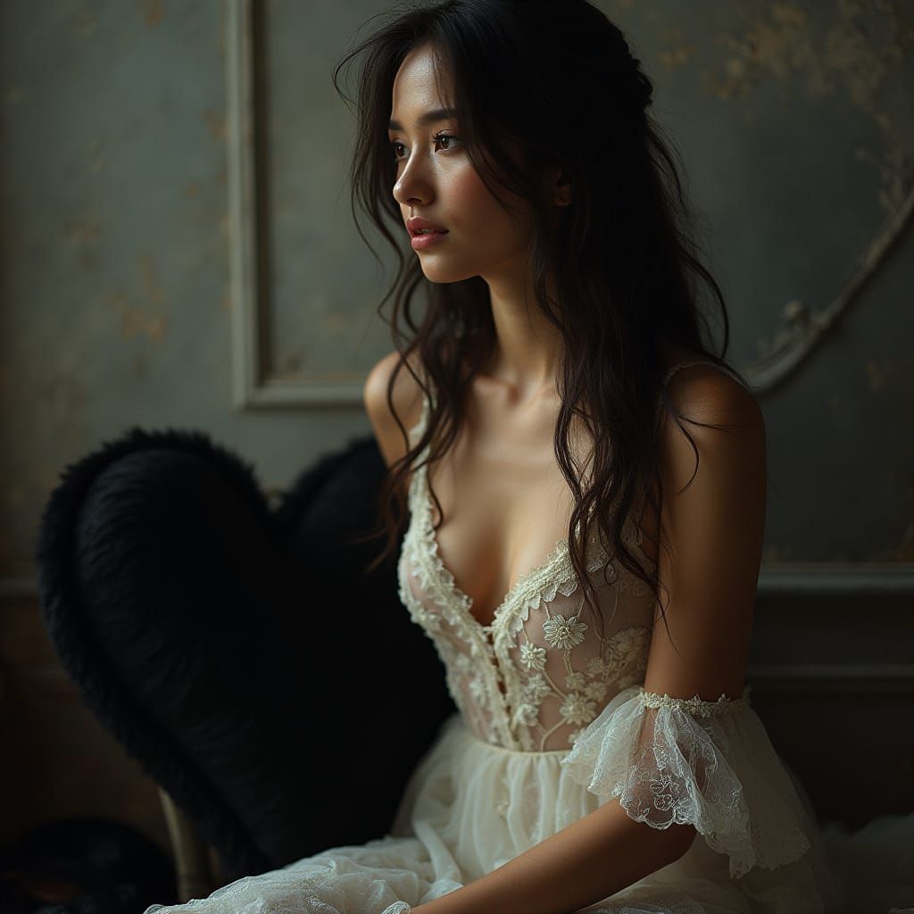 Surreal Portrait in Moody, Vintage-Inspired Style