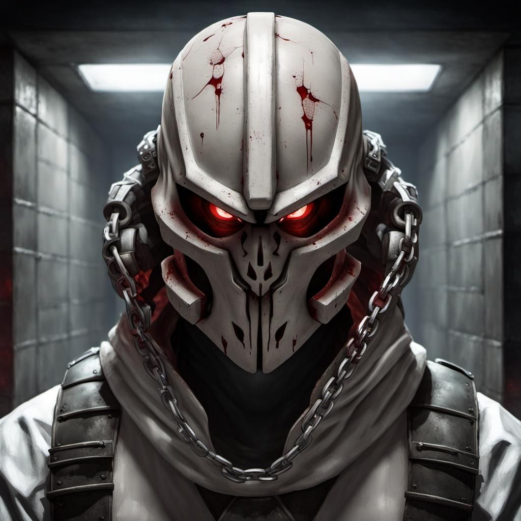 Terrifying Armored Figure in Dark Cell: Horror Concept Art