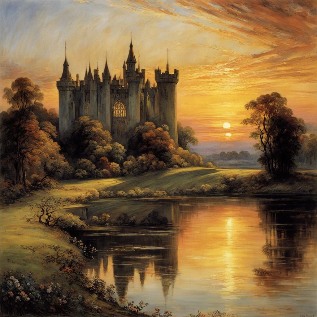 Fairytale Castle Sunset in Rackham Style