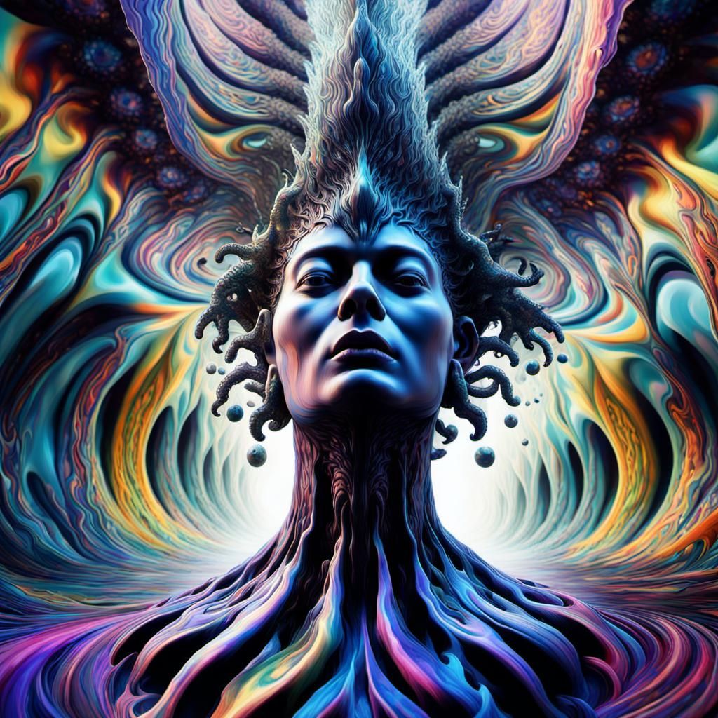 Fractal Fountain: Surreal Digital Art in Biomechanical Style