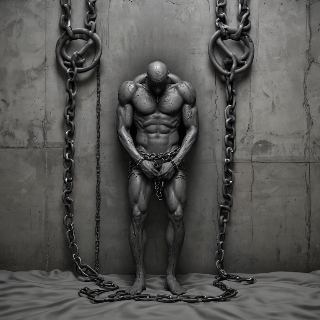 Concrete Giant in Neon Prison Cell