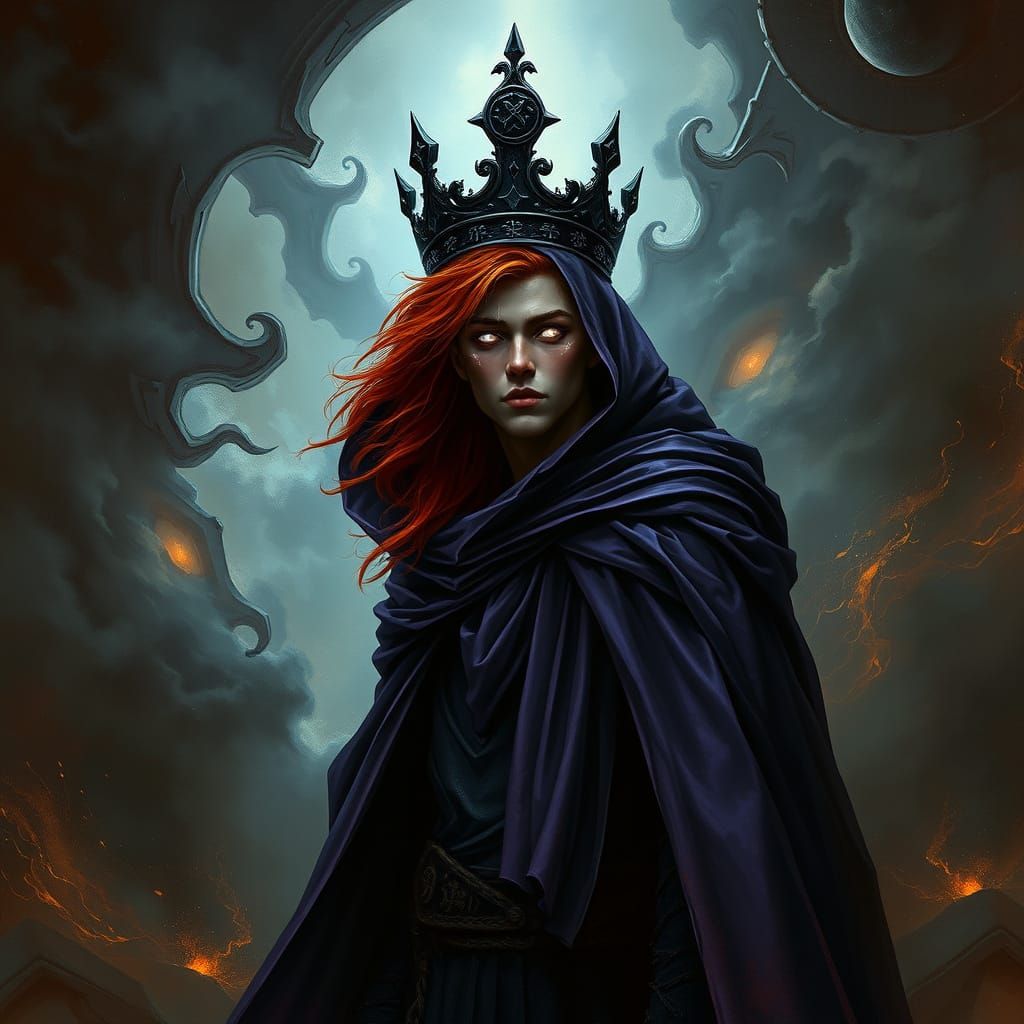 Dark Fantasy Figure Emerging from Shadows