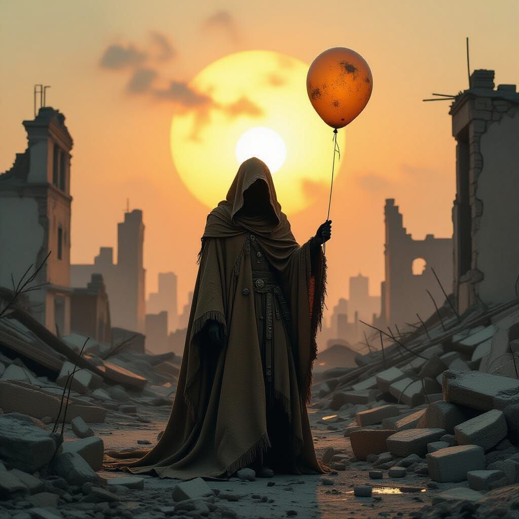 Mystical Witch in Apocalyptic Ruins, Beksiński Style