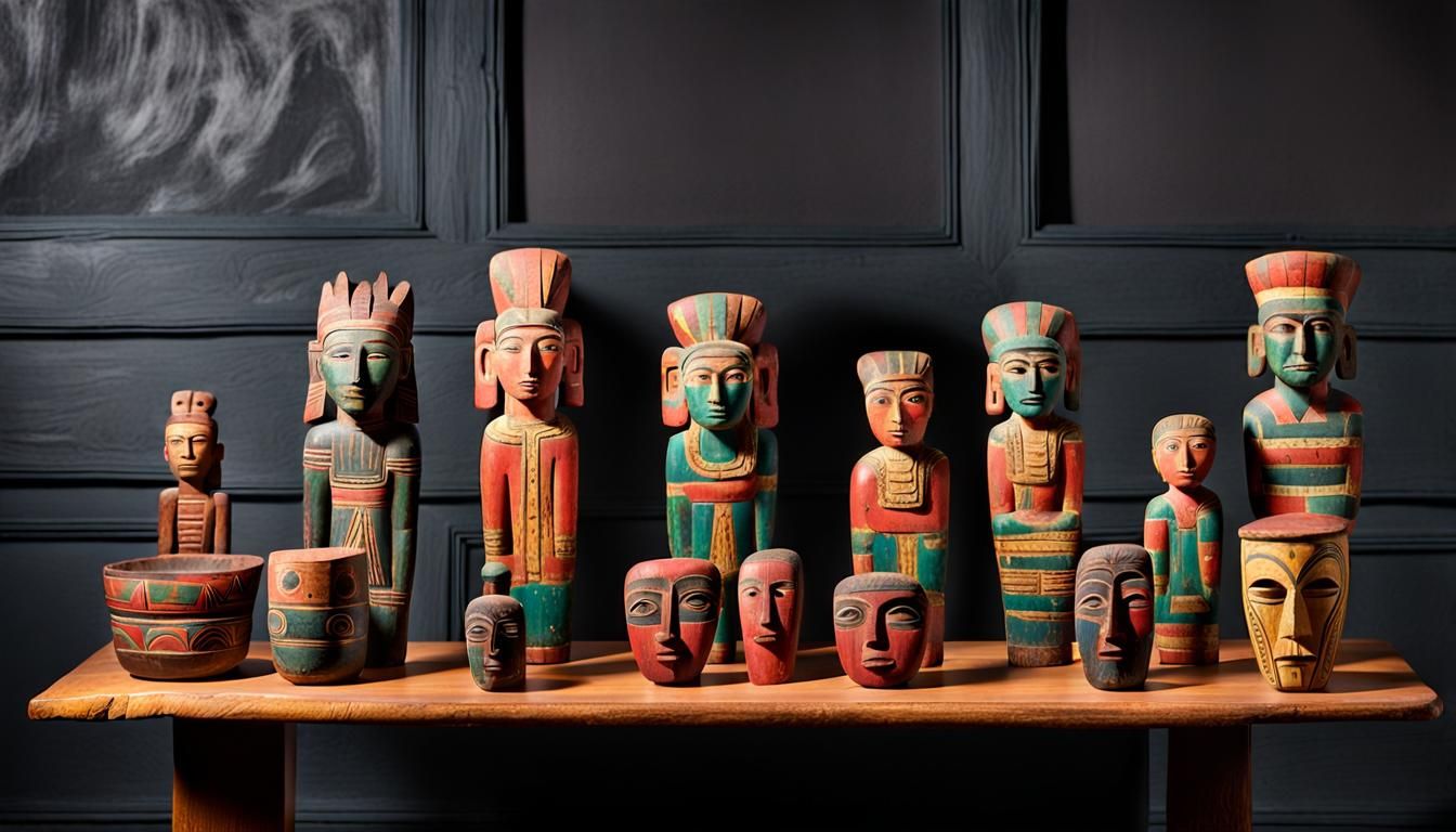 Painted Wooden Statuettes of Pre-Columbian Art