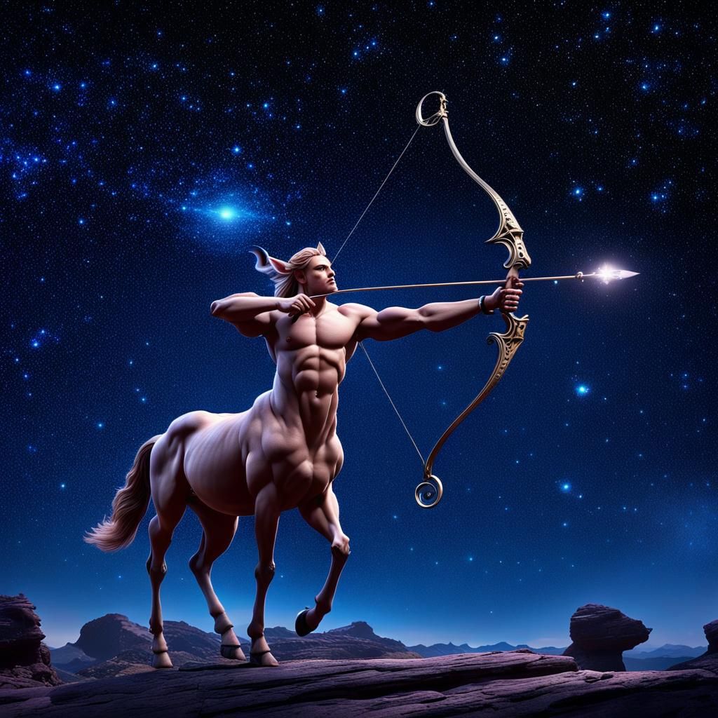 Detailed 3D Centaur Archer in Constellation Scene