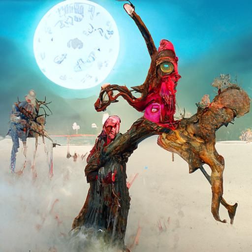 Cyberpunk Red Riding Hood Protects Crystal Tree