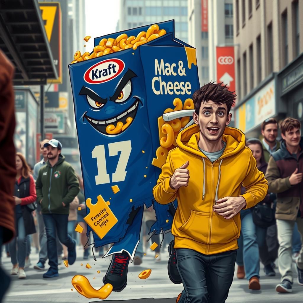 Mac & Cheese Monster Chase in Film Noir Style