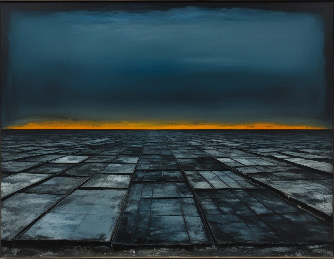 Twilight Valley in Abstract Expressionist Style