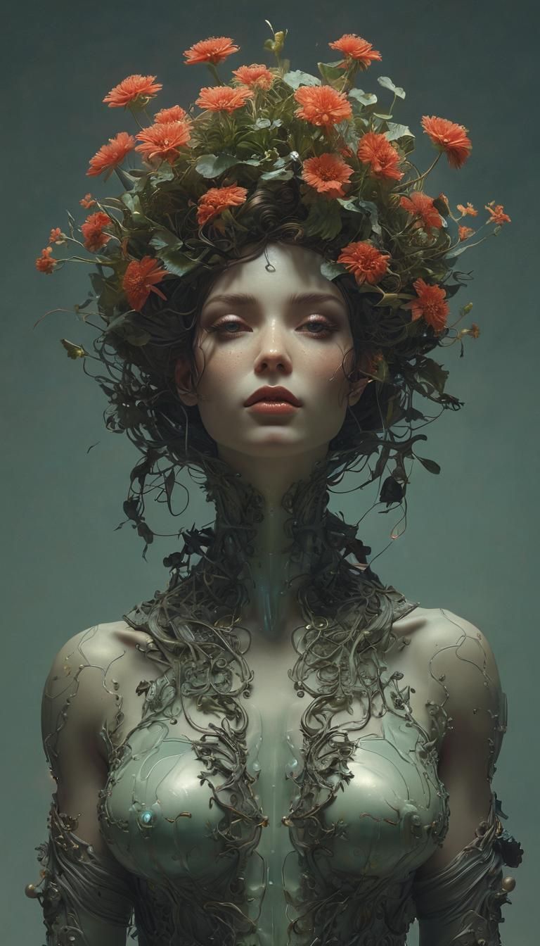 Surreal Astral Girl in Moebius-Inspired Hyperrealism