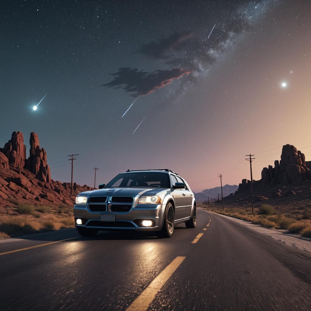 Dodge Magnum Under the Stars, in Digital Art Style