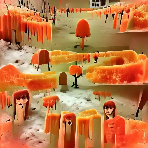 Creepy Orange Popsicle Forest Landscape
