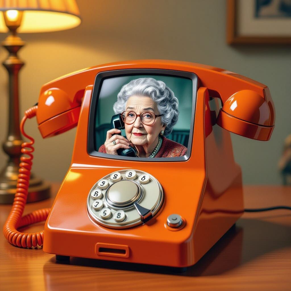 Sci-Fi Video Phone with Grandma's Face