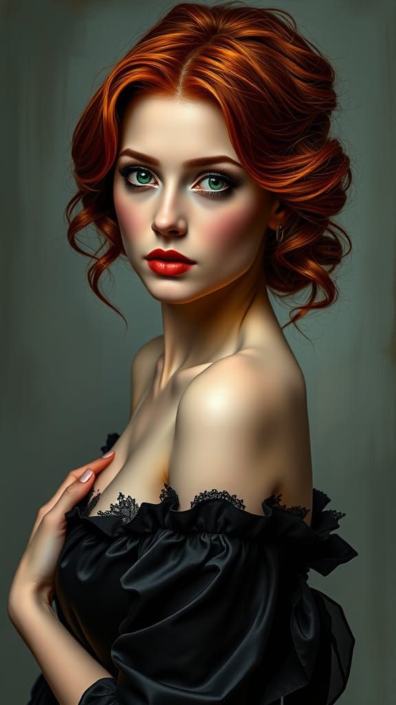 Elegant Lady in Art Nouveau Style