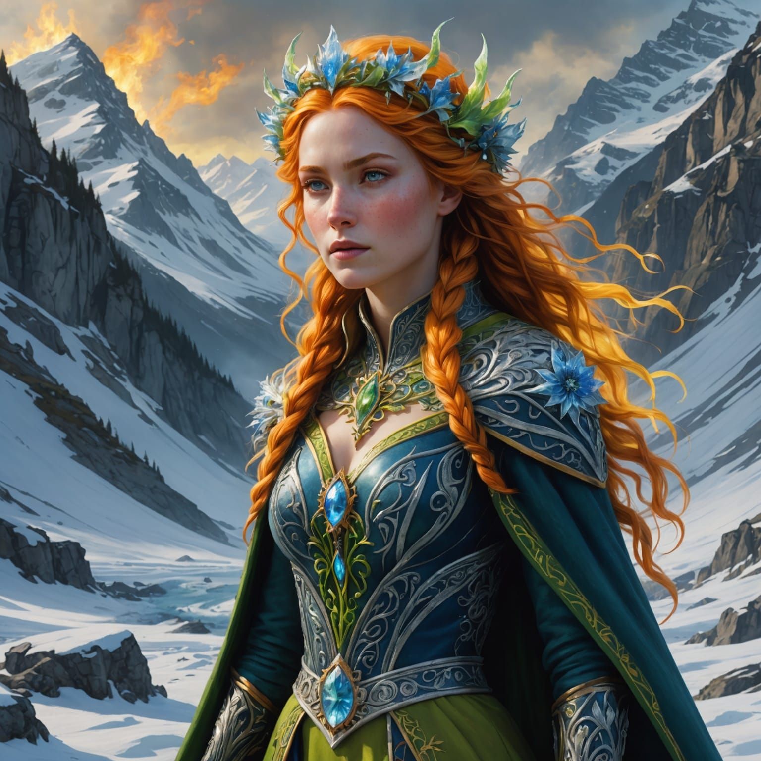 Flaming Maiden Walks in Frozen Tundra