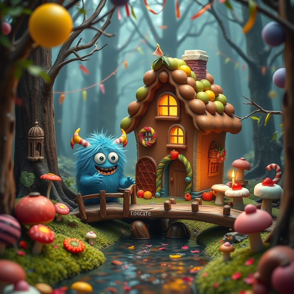 Colorful Monster in Candy Land Fantasy Art