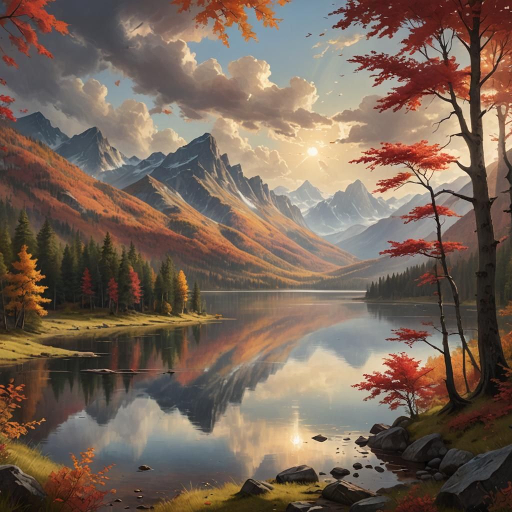 Autumnal Forest Landscape in Photorealistic Style