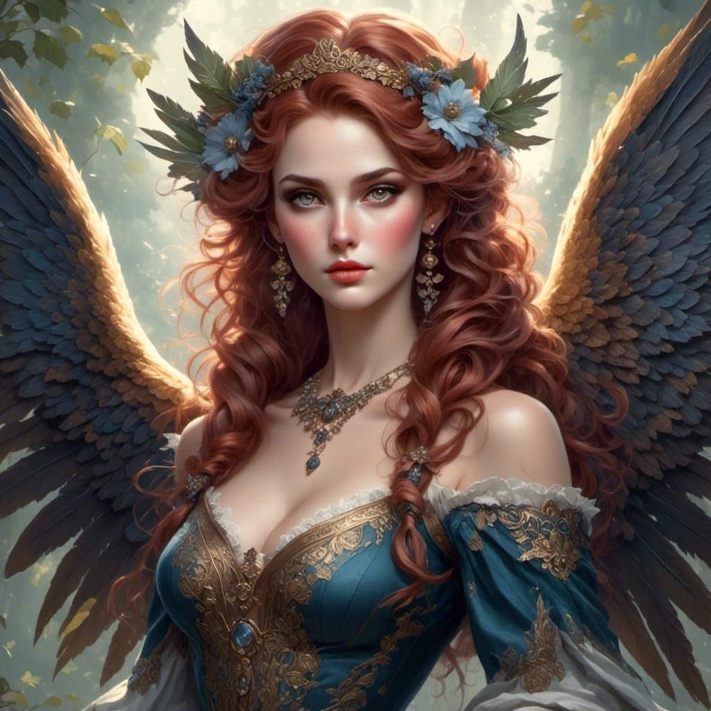 Beautiful Fae Woman with Wings in Muted Colors