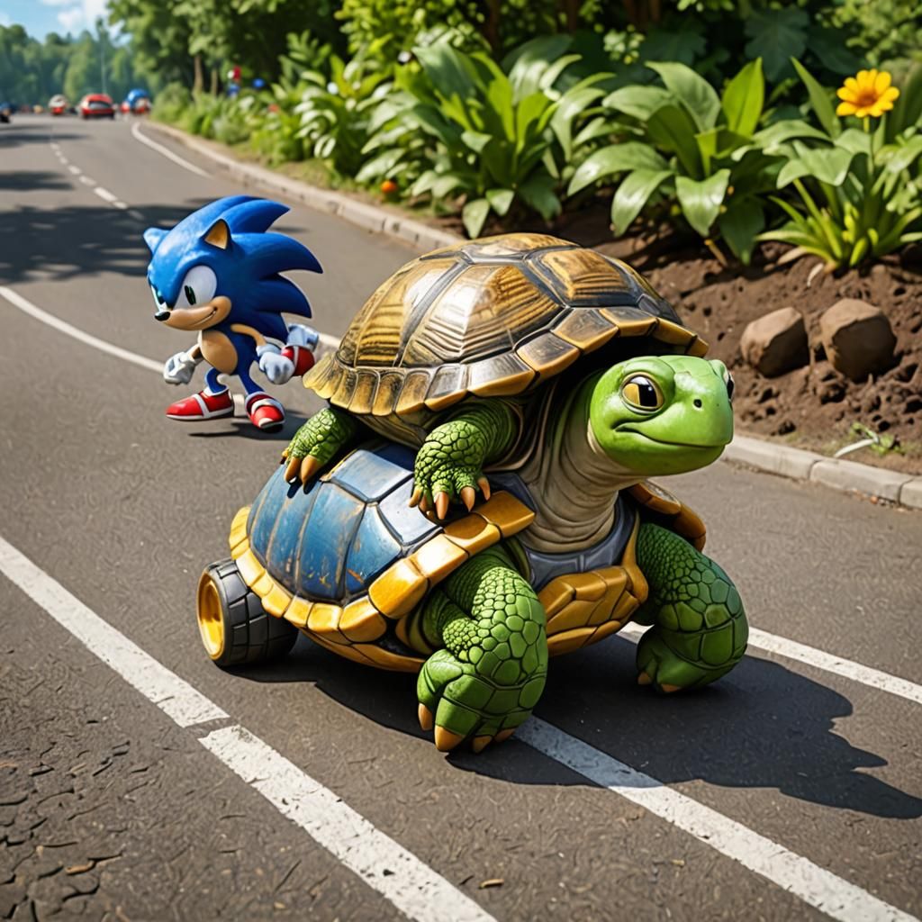 Franklin the Turtle Beats Sonic in a Race