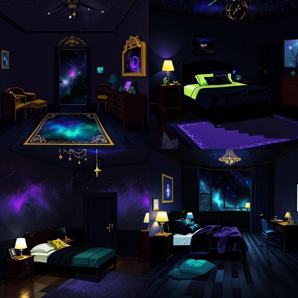 Ornate Art Deco Kid's Bedroom at Night