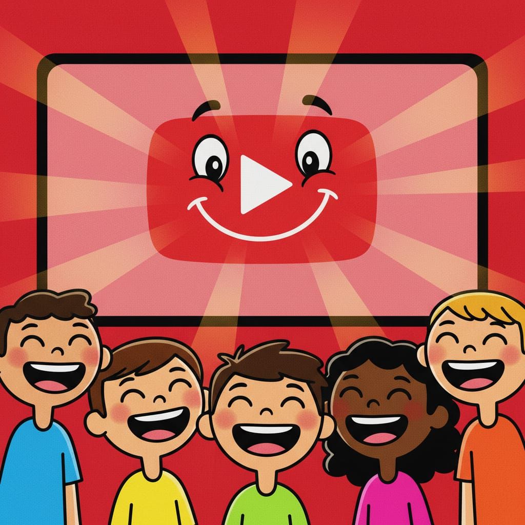 Children Joyfully Watch 2015 YouTube Logo with Googly Eyes