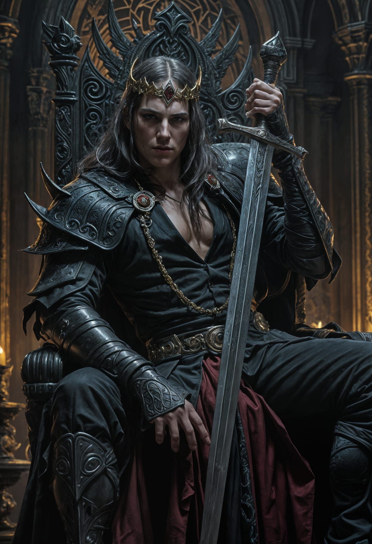 Vampire King on Throne: Dark Fantasy Concept Art