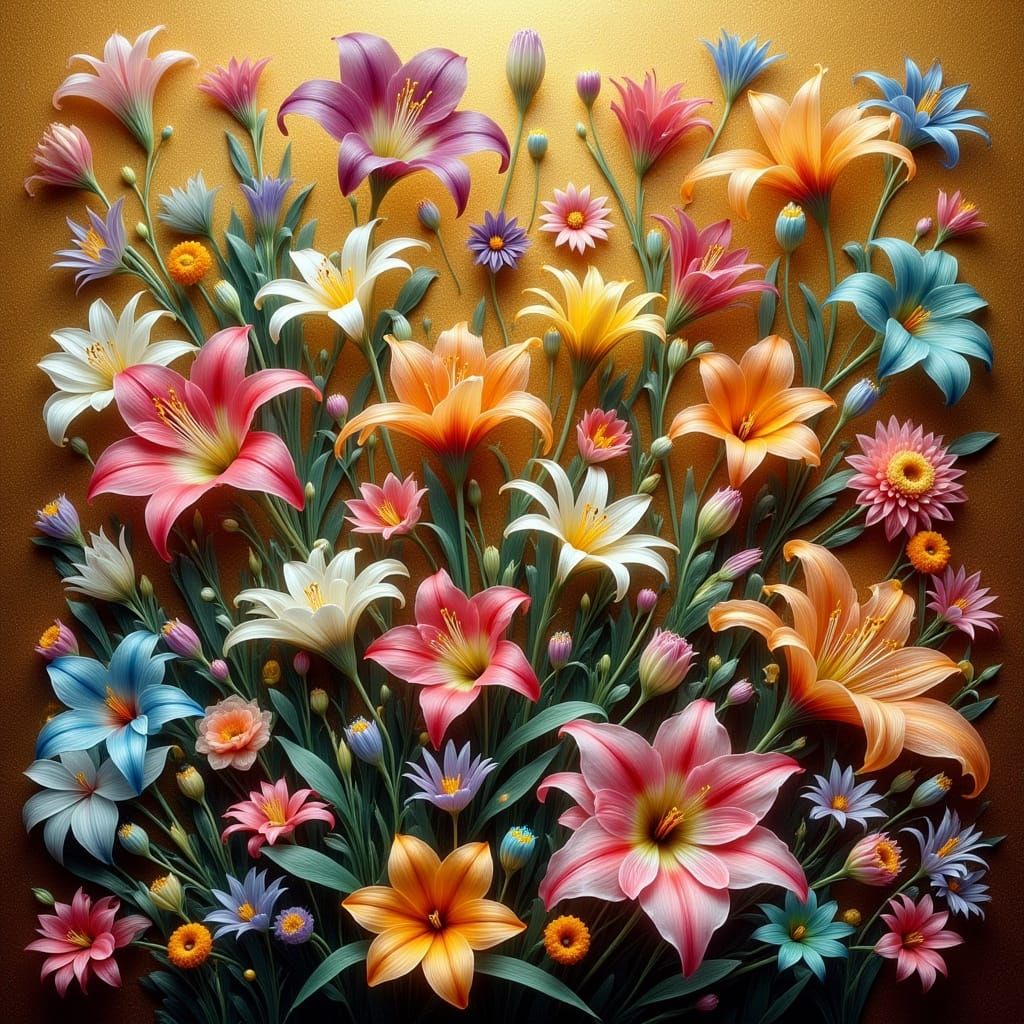 Golden Garden of Dreams in Art Nouveau Style