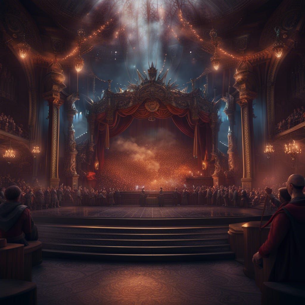 Cheering Audience on Stage: Detailed Matte Painting
