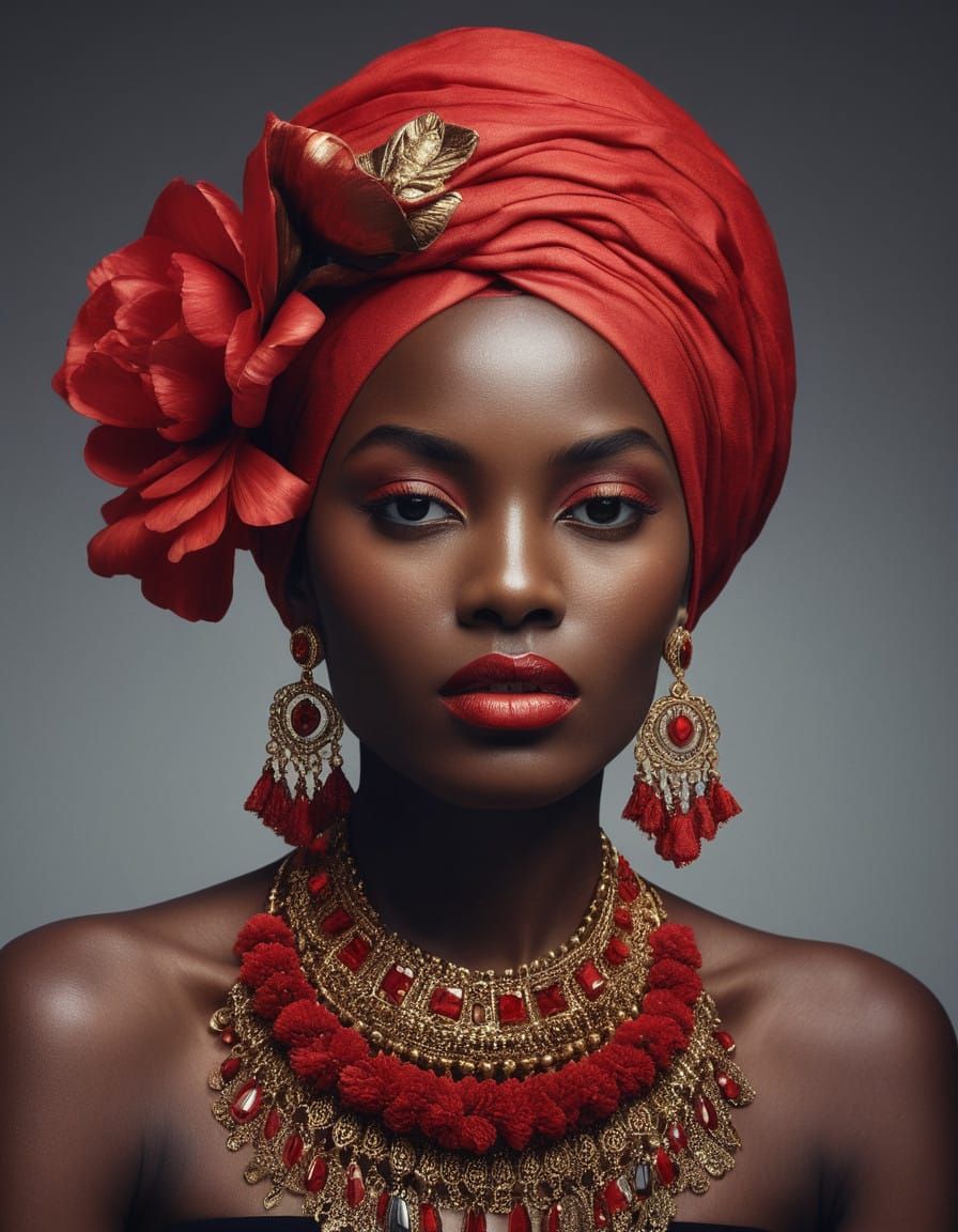 Regal Woman in Vibrant Attire