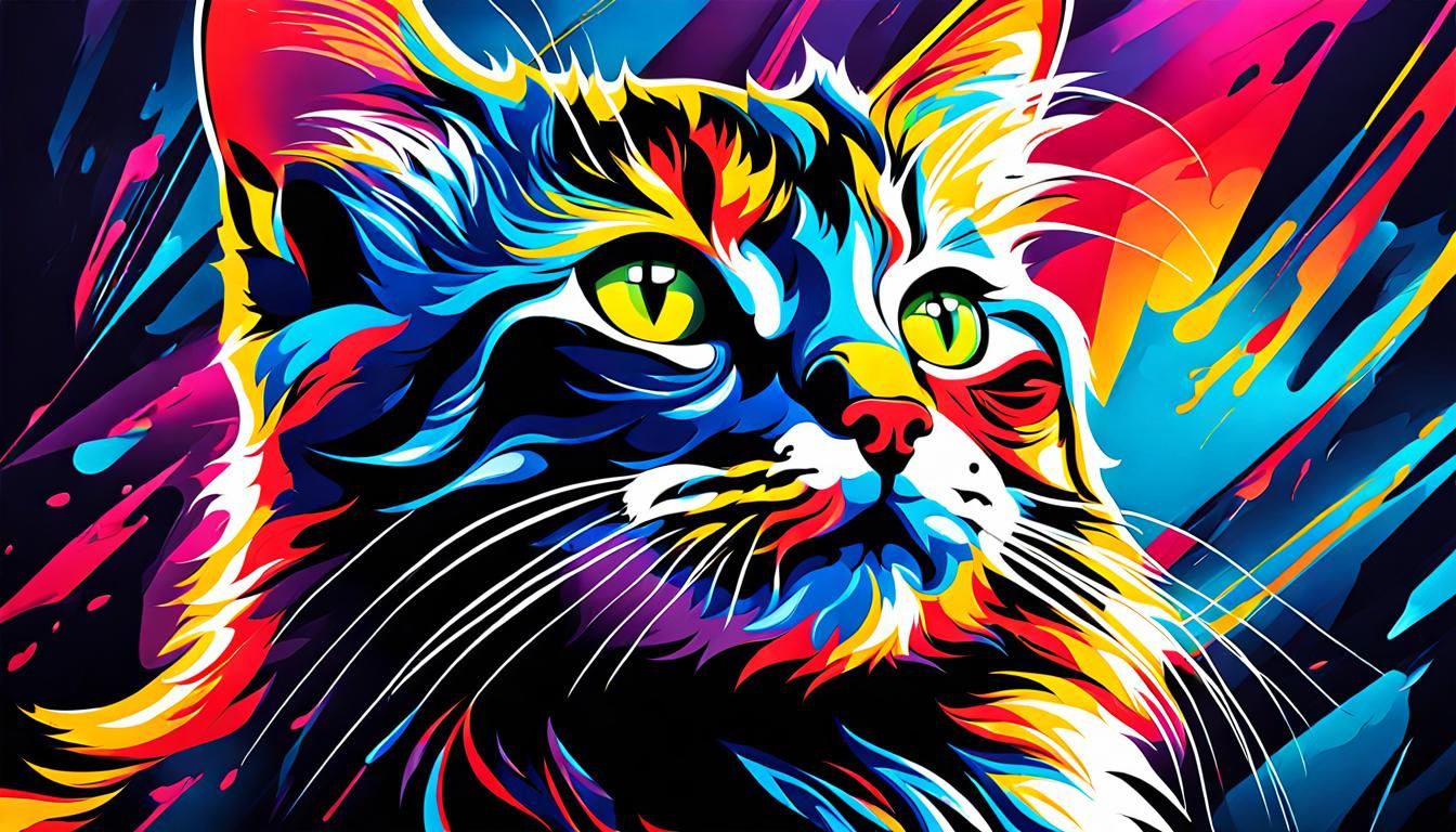 Abstract Surreal Kitten Storm in Pop Art Style