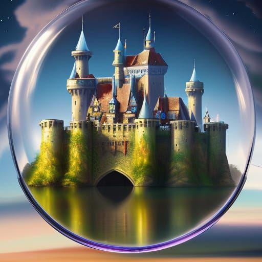 Medieval Castle Protected in a Colorful Bubble