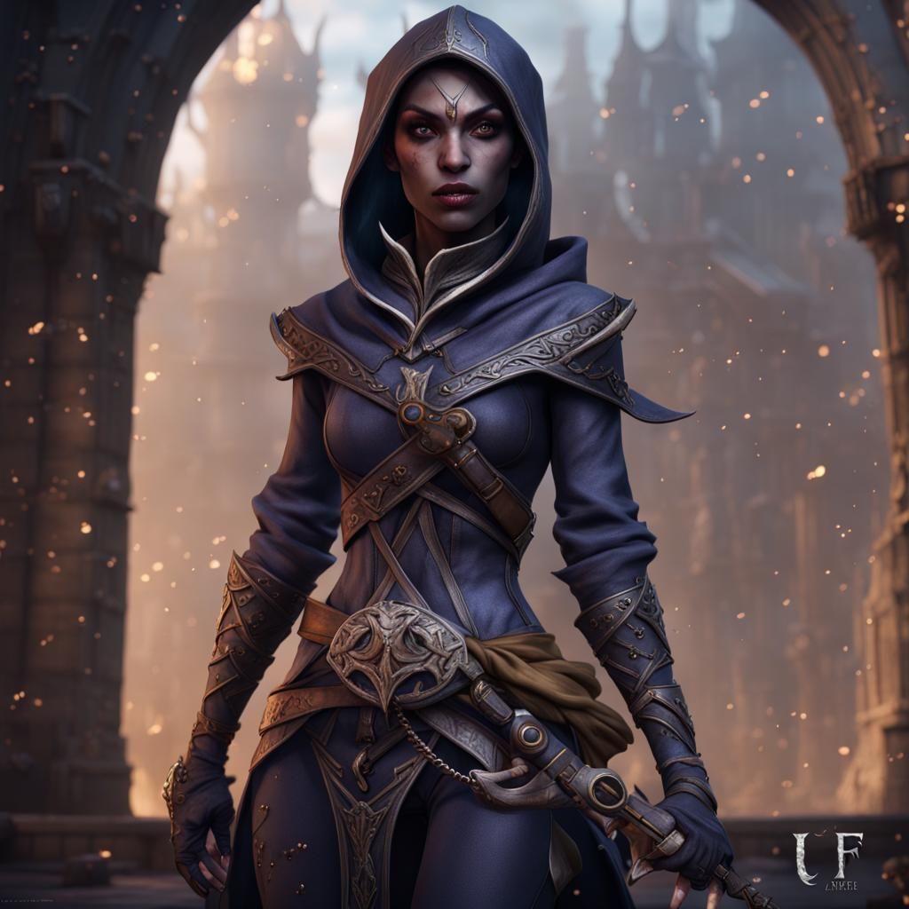 Dark Elf Thief in Detailed Matte Painting