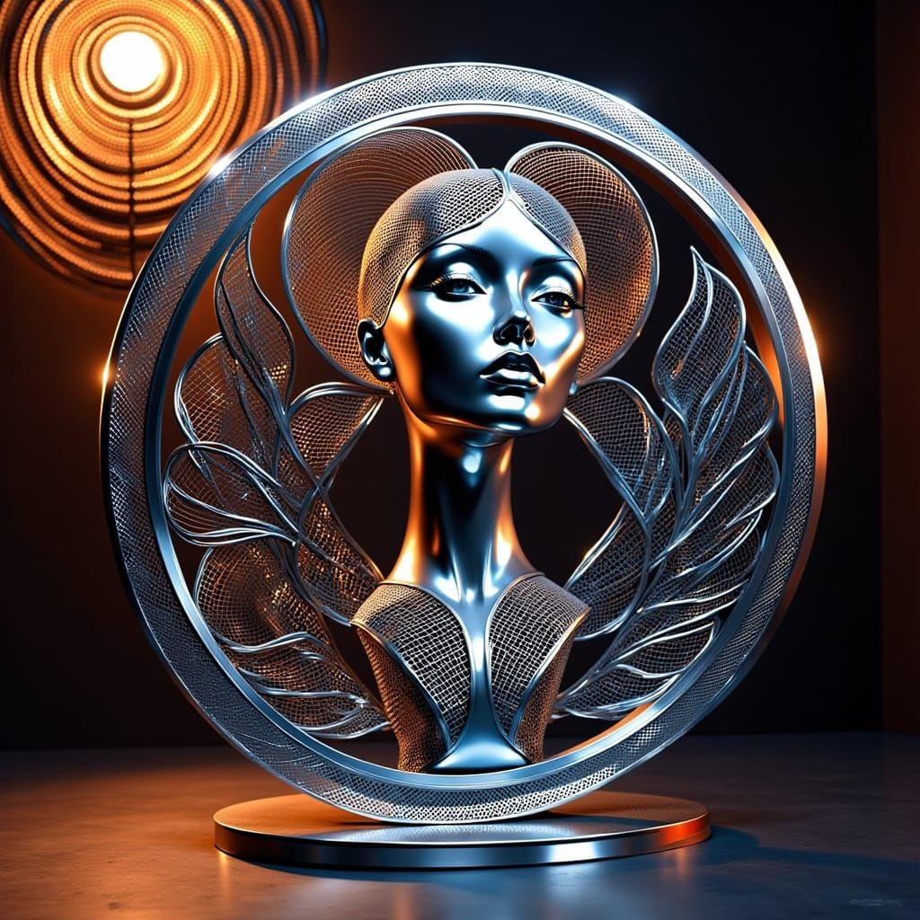 Stunning Stainless Steel Sculpture with Intricate Details