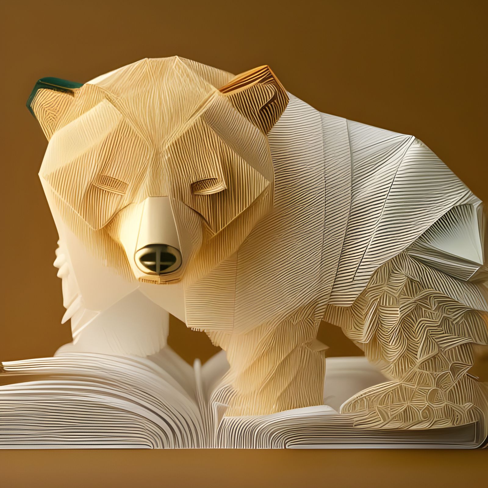FTGBear pop book carving, made of Origami