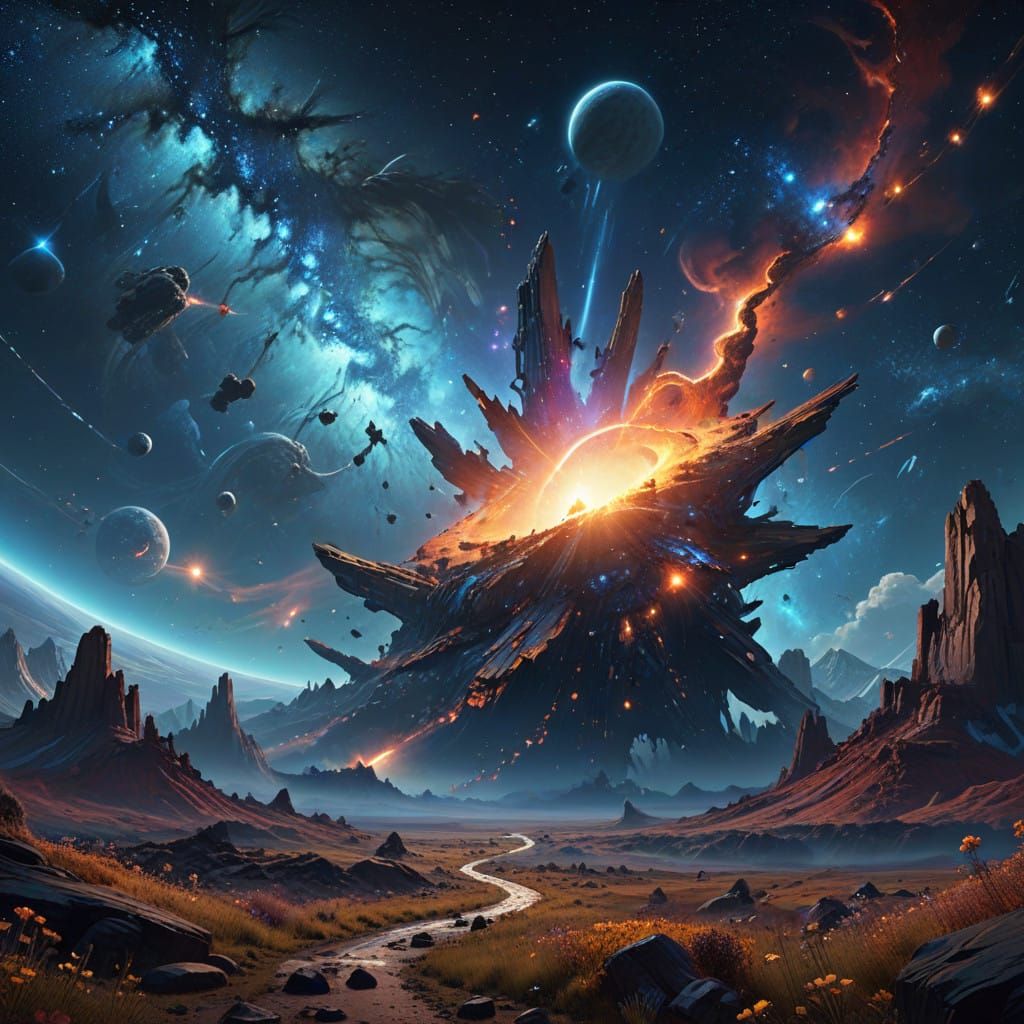 Celestial Tapestry in Vibrant Cosmic Colors