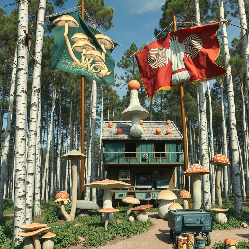 Hyperrealist Dreamscapes: Giant Mushroom Colonies in a Futur...