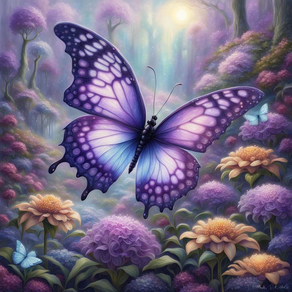 Purple Butterfly Flower in Fairycore Style