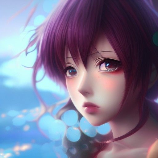 Anime Sad Beauty in Detailed Digital Painting