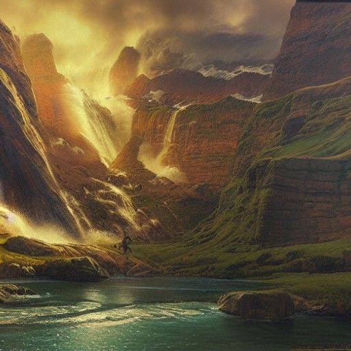 Epic Valhalla Illustration in Oil Painting Style