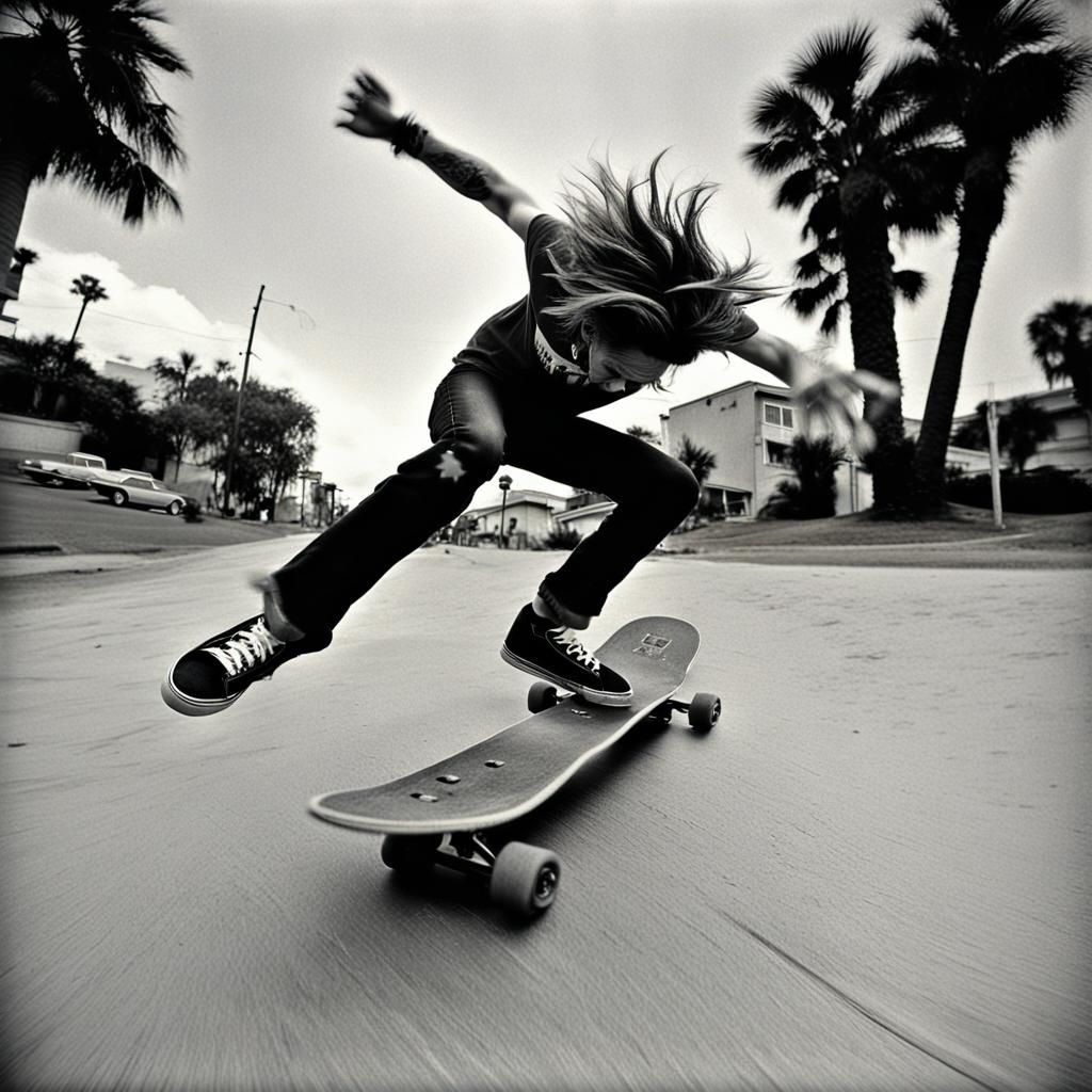 90s Grungy Skateboarders in Urban Black and White