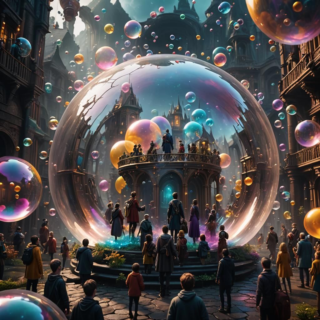 People Inside a Bubble: Fantasy Concept Art
