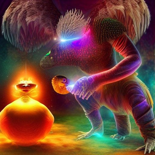 Cosmic Dodo with Asura's Power: Holographic Illustration