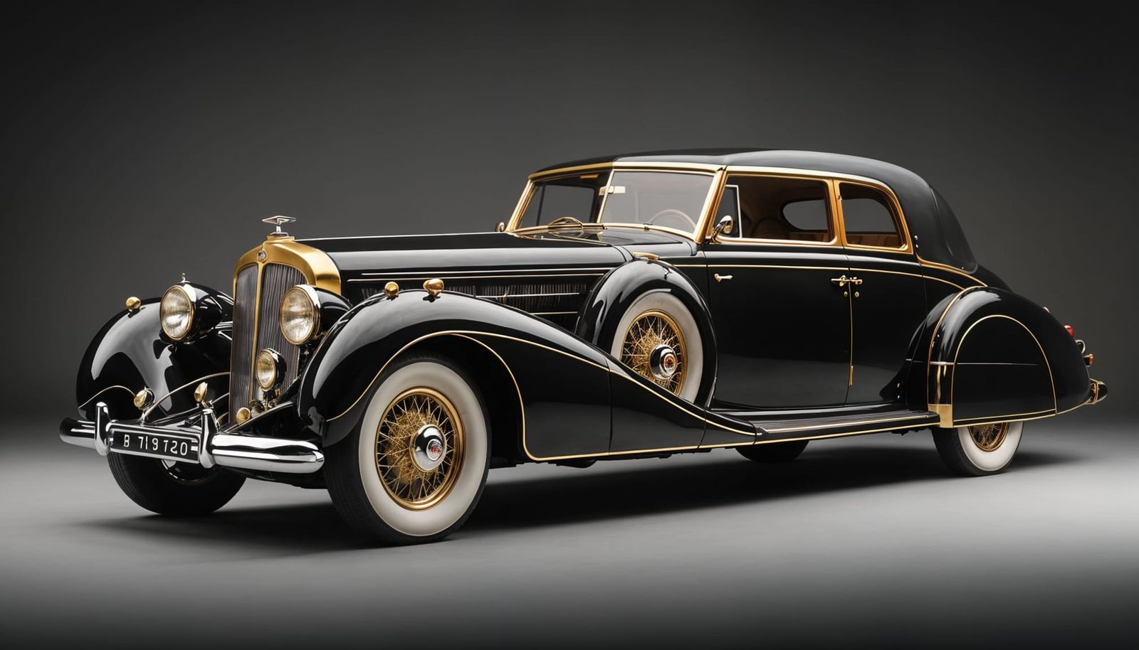 Vintage Luxury Coupe de Ville Delahaye Car in Studio Setting